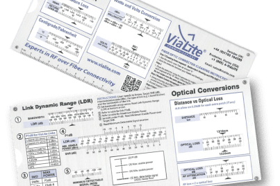 ViaLite's RF conversion calculator and optical conversions slide chart