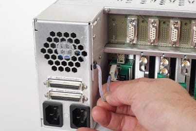 ViaLite equipment being setup - image shows a wire being connected
