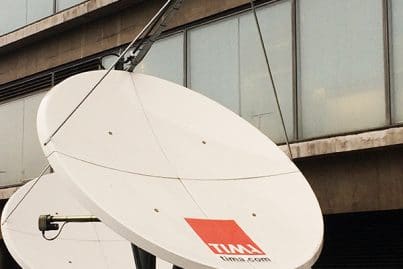 Satellite antenna at TIMA Reuters, London
