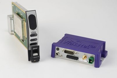 ViaLite's C-Band products - rack chassis card and purple OEM module